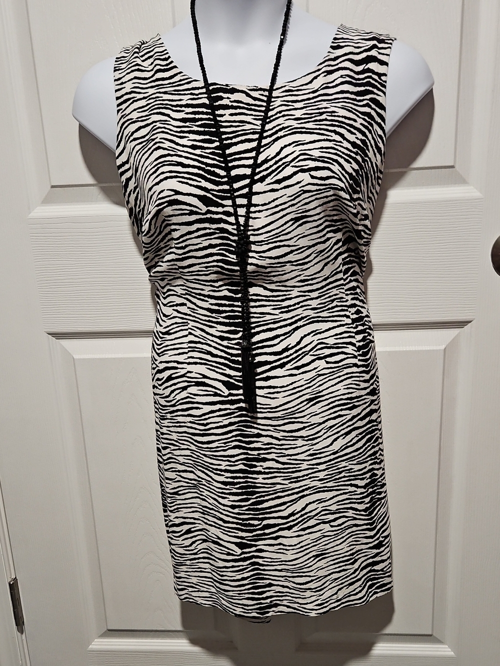 Vintage Bahari Black and White Zebra Print Sleeveless Dress